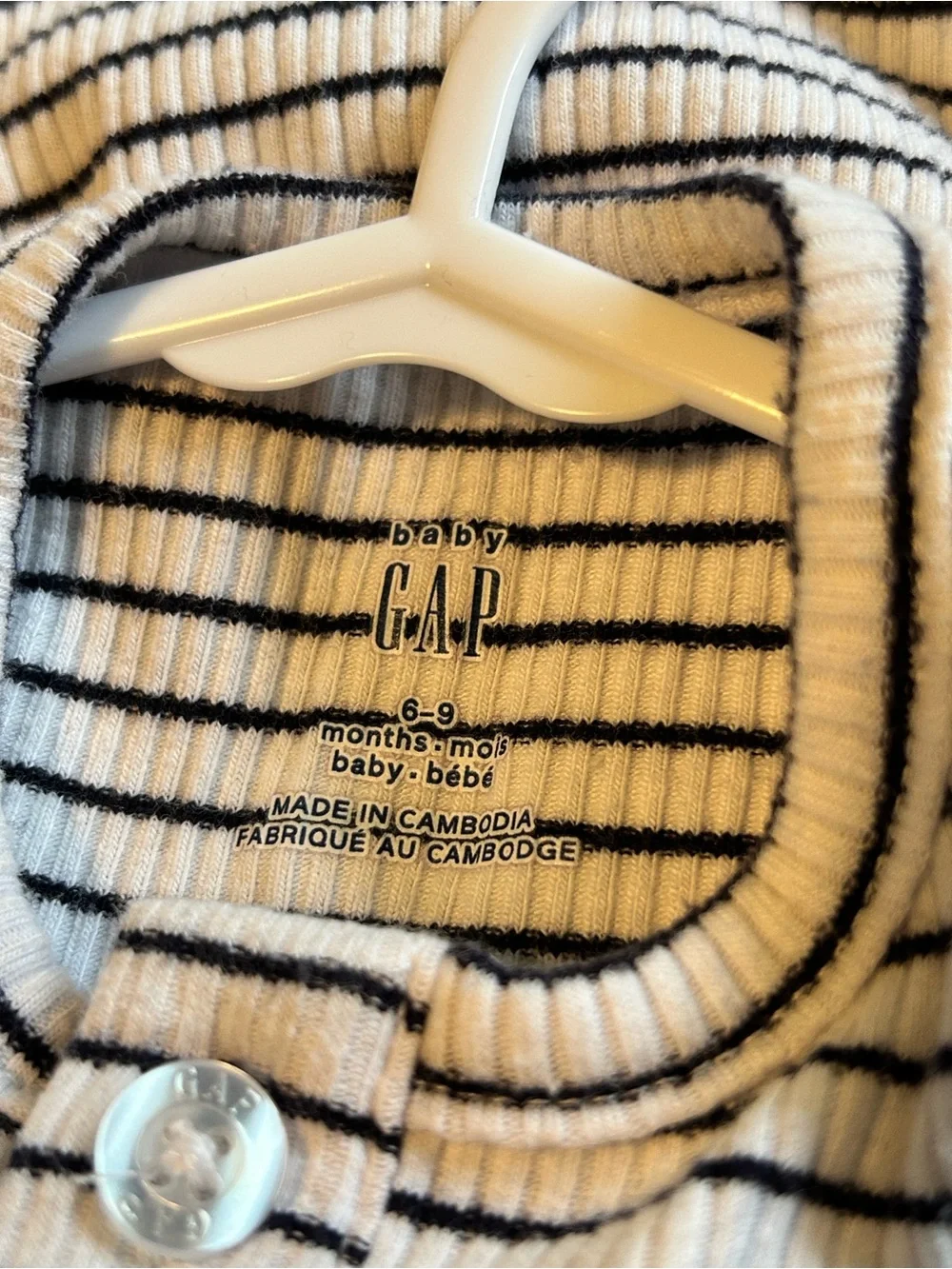 Baby Gap Striped Long-Sleeve Baby One-Piece Bodysuit - White & Navy